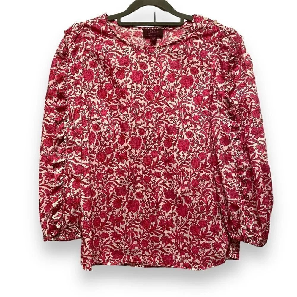 J. Crew Liberty of London Pink Floral Ruffled Top